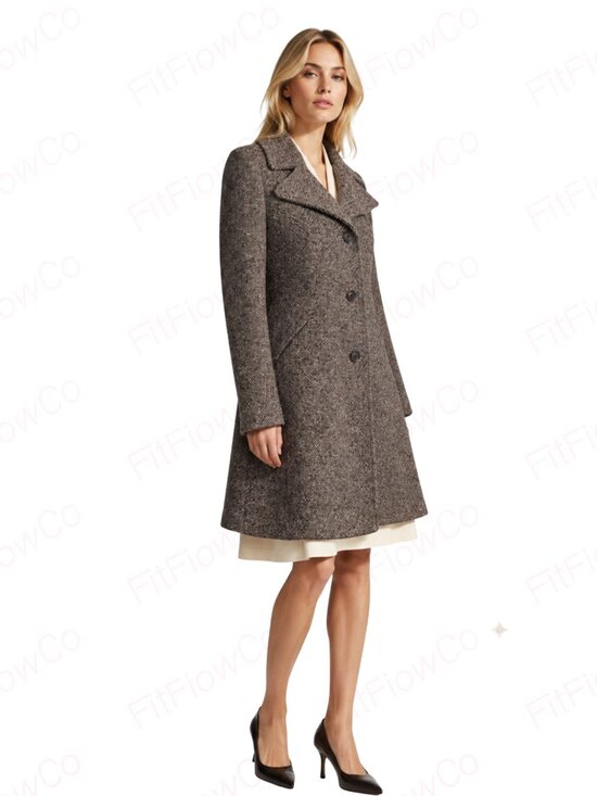 GUESS Jackets & Blazers - GUESS Brown Tweed Wool Blend A-Line Coat Women's M
